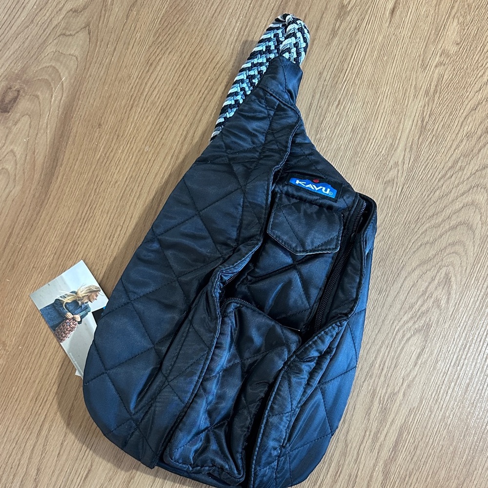 Kavu Black Quilted Sling Pack